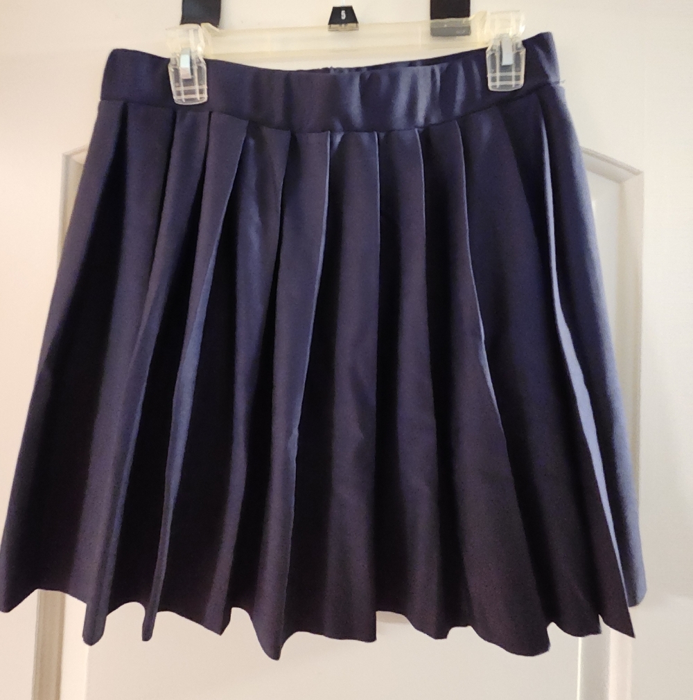 Navy Pleated Mini Skirt XL